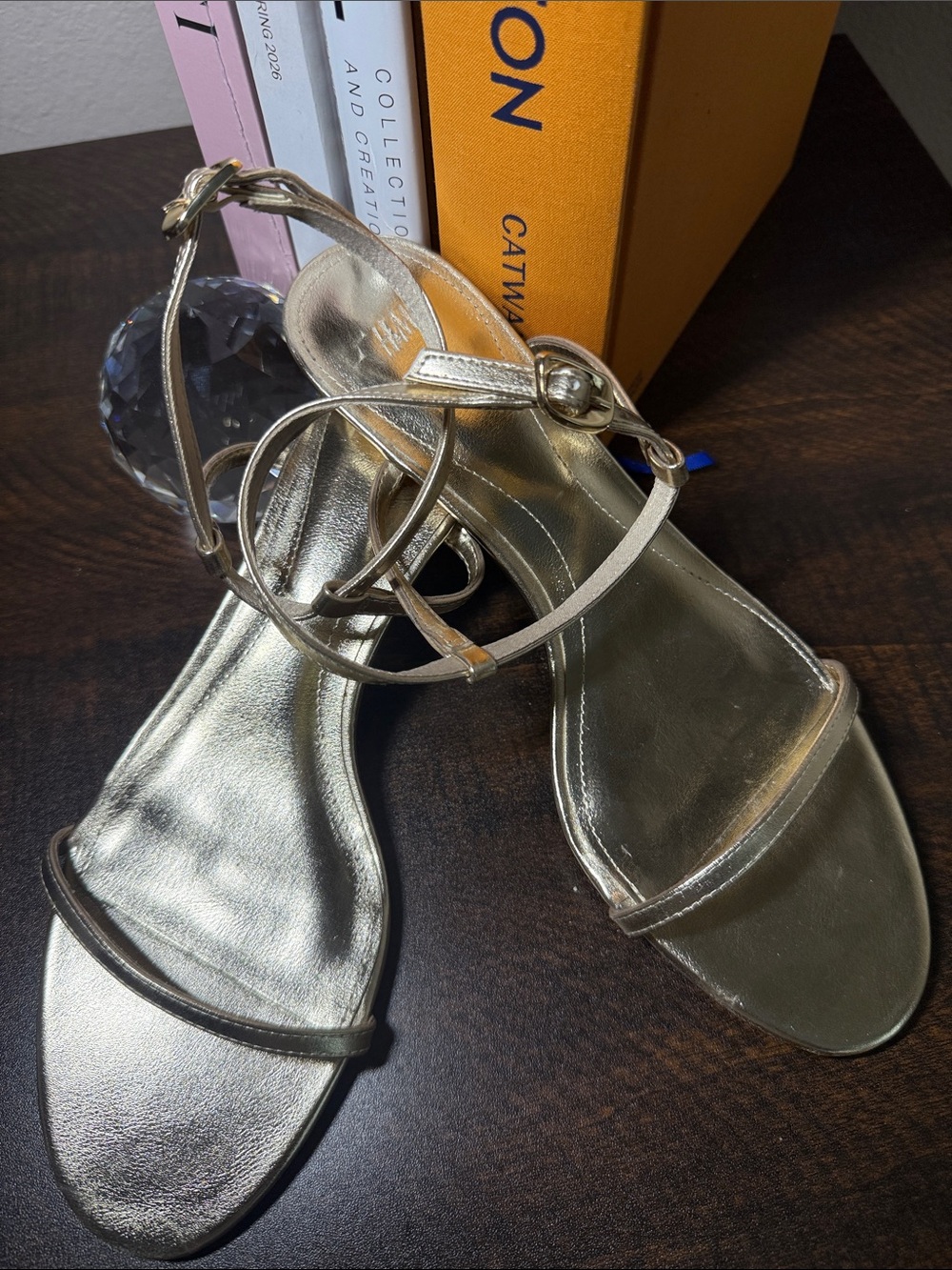 H&M Metallic Gold Strappy Flat Sandals